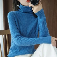 women turtleneck sweater 2022 new autumn and winter slim fashion twist female knitted pullover korean style hot sale a43