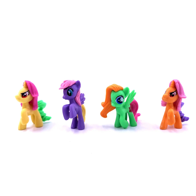 12 шт./компл. 3 5 см мой маленький пони ПВХ Радуга рисунком лошадки из мультфильма