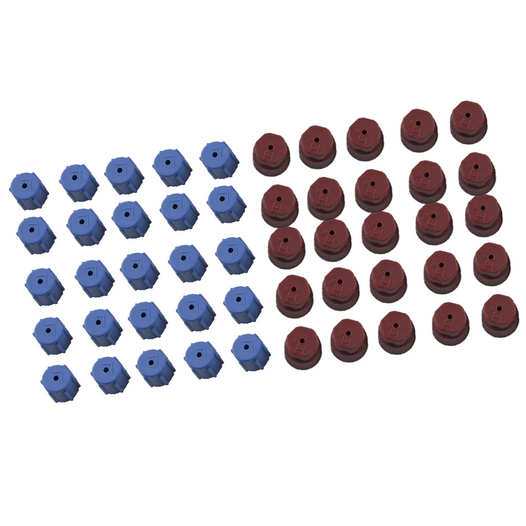 

Pack of 50pcs R134a 13mm & 16mm Air Conditioning Service Charging Port Service Caps High & Low Pressure (Blue Low + Brown High)