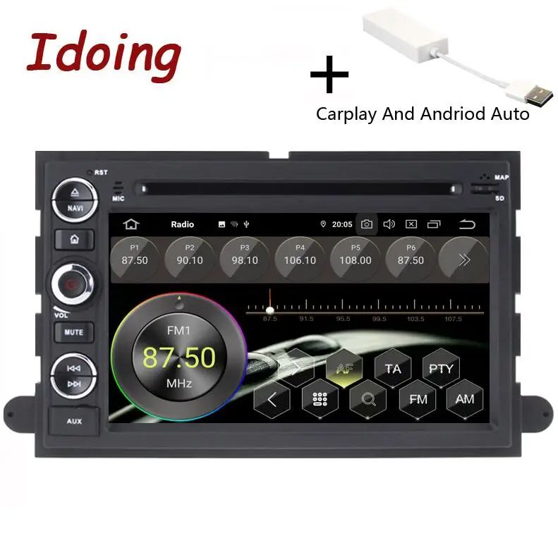Carplay Idoing " 2Din Andriod 9,0 автомобильный Радио DVD мультимедийный плеер для Ford Fusion Explorer Edge 2004-2009 4G+ 64G 8 Core gps навигация - Цвет: Carplay