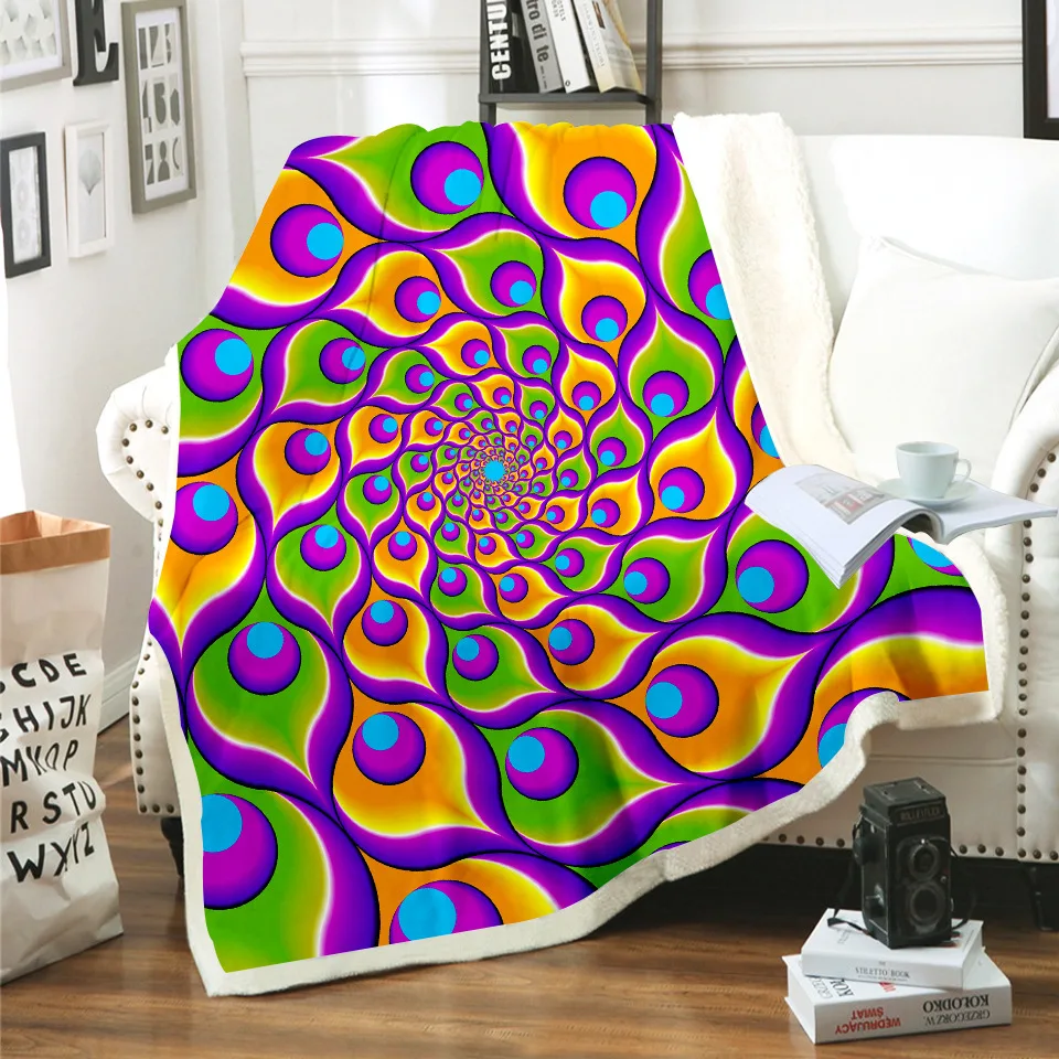 НОВЫЕ геометрические вращения печатных толстые поярок одеяла для стирки в