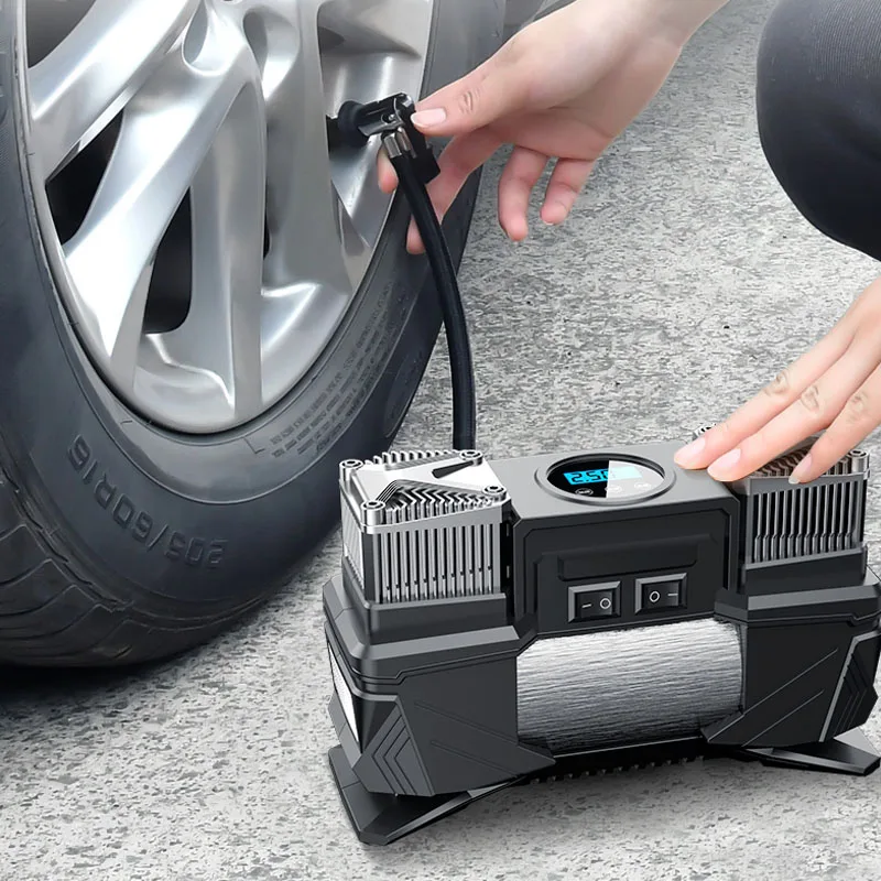 vender Compressor De Ar Portátil Para Encher Pneu De Carro, Bomba De Pneu De Carro Com Medidor De Pressão Digital, 12v Dc, Lanterna De Emergência Brilhante