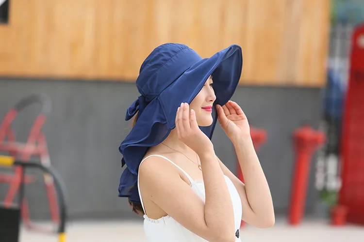 Солнцезащитные шляпы с Защита лица и шеи для женщин Sombreros Mujer Verano широкими полями