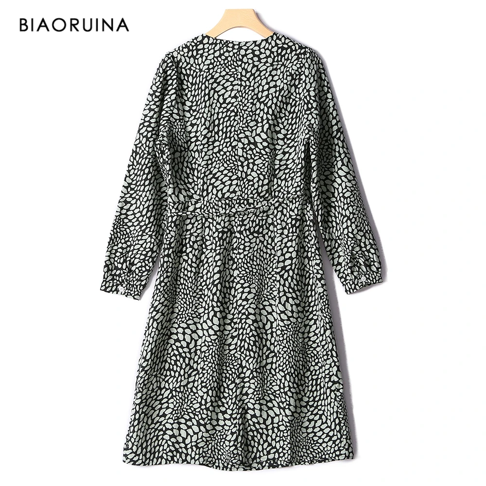 BIAORUINA женское праздничное стильное модное платье до колена с v образным вырезом и