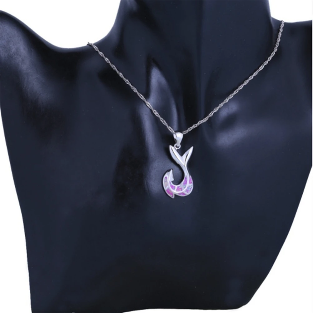 

New Fashion Opal Fishtail Necklace Female Elegant Temperament Banquet Party Jewelry Valentine's Day Gift Jewelry Wholesale
