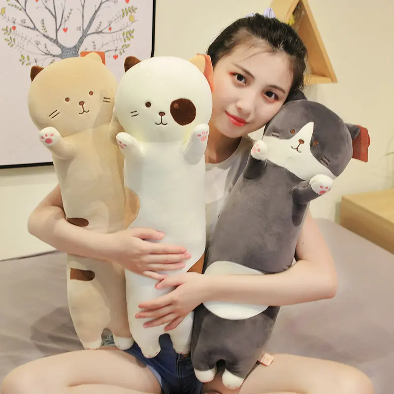 

60-100CM Kawaii Long Stuffed Pillow Animal Plush Toys Cute Cat Doll Soft Cushion Girl Baby Birthday Gift