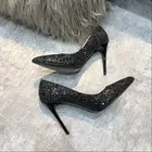 Новинка 2020, женская обувь, серебристые туфли с блестками и острым носком на высоком каблуке, свадебные туфли на шпильке, обувь для подружек невесты, женские туфли с сеточкой красного цвета
