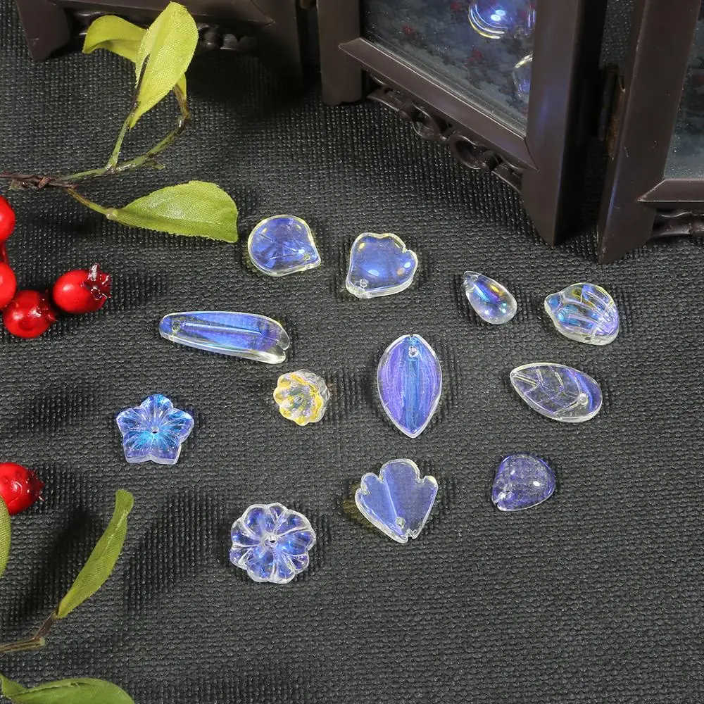 10pcs/lot Glass petals beads plum flowers lotus leaves styles For Jewelry Making Arts Crafts Apparel Sewing Garment Beads DIY | Дом и сад