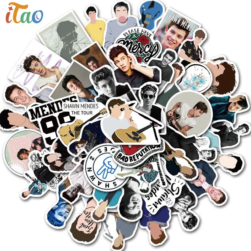 

10/20/30/40/50pcs Singer Shawn Mendes Stickers Waterproof PVC Luggage Skateboard Snowboard Phone Laptop Guitar Kids Toys Sticker