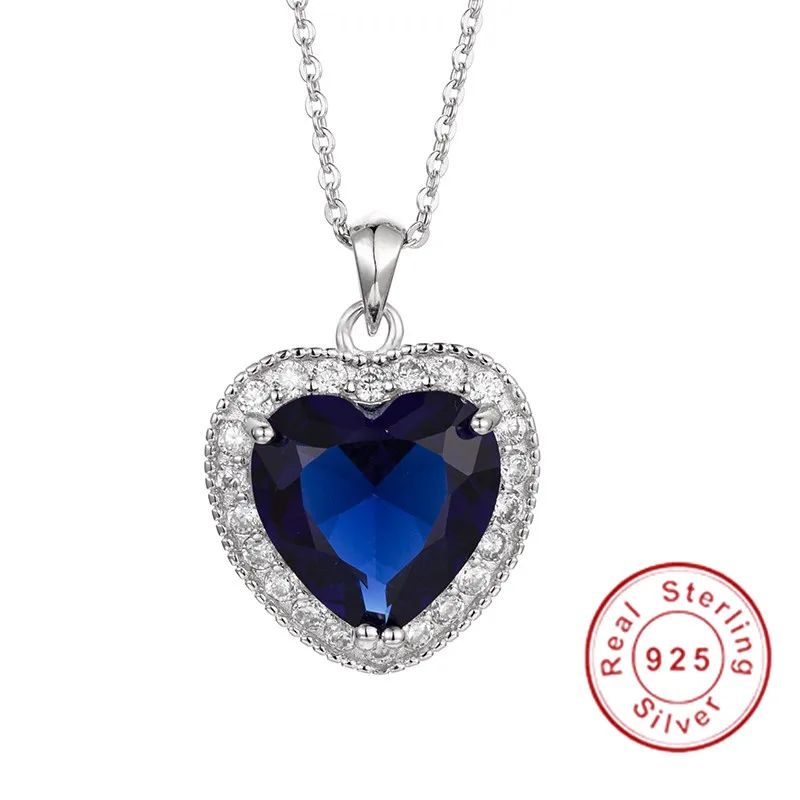 

Luxury 100% 925 Sterling Silver Heart Necklace Fine Jewelry 4ct White Sapphire Heart Pendant Necklace for Women Anniversary Gift