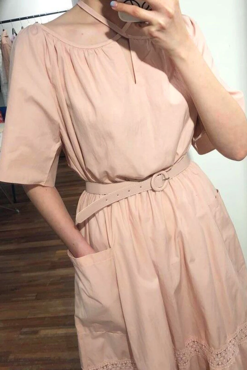 Ins/Корейский Элегантный светильник свободное кружевное платье большого размера |