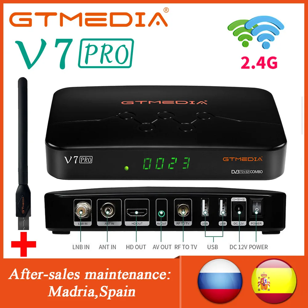 

GTMedia V7 Pro Satellite TV Receiver with usb WiFi H.265 DVB-S/S2/S2X/T/T2 Upgrade V7 Plus V7 S2x Support Multi-T2MI Decoder