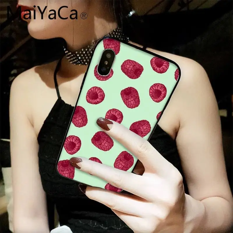 

MaiYaCa Red Raspberries black Phone Case Hull for iPhone 12 8 7 6 6S Plus X XS MAX 5 5S SE XR 11 12 pro promax