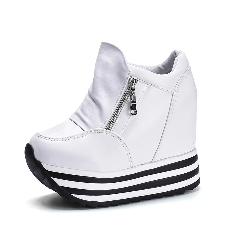

Women Sneakers Fashion Women Height Increasing Breathable Lace-Up Wedges Sneakers Platform Shoes white silver Woman Casual Shoes