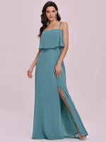 elegant evening dresses womens dresses long side split with spaghetti straps 2022 ever pretty of chiffon simple prom wome dress