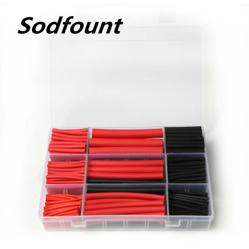 

Набор термоусадочных трубок с двойными стенками, набор трехкратных термоусадочных трубок красного и черного цветов с клеем, 270 шт.