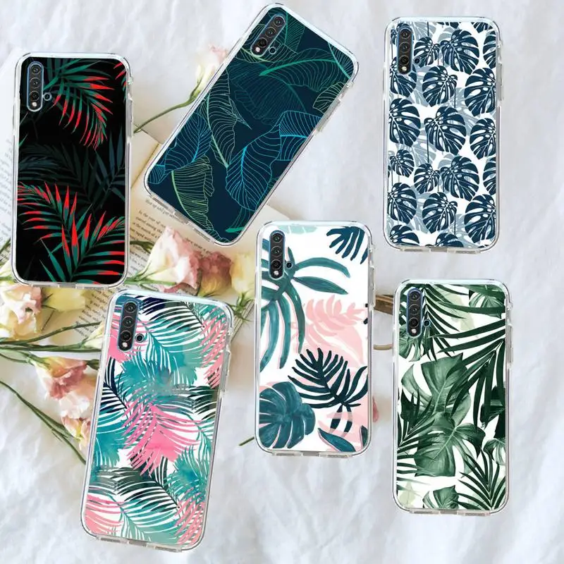 

Hot Art Banana Leaf Phone Case Transparent for Huawei honor P mate 40 20 30 10 50 i 9 x mate pro lite 8a