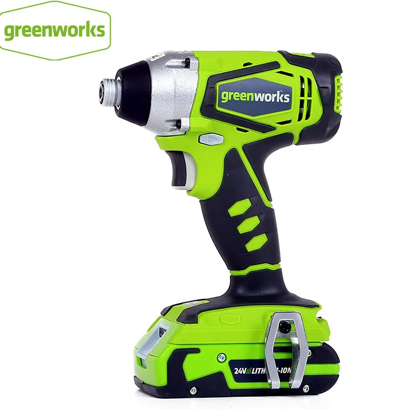 with 2.0 ah Электрическая ударная отвертка Greenworks 24 В бесщеточная аккумуляторная отвертка Ударная дрель 300н. М перезаряжаемая дрель с переменной скоростью - Цвет: with 2.0 ah