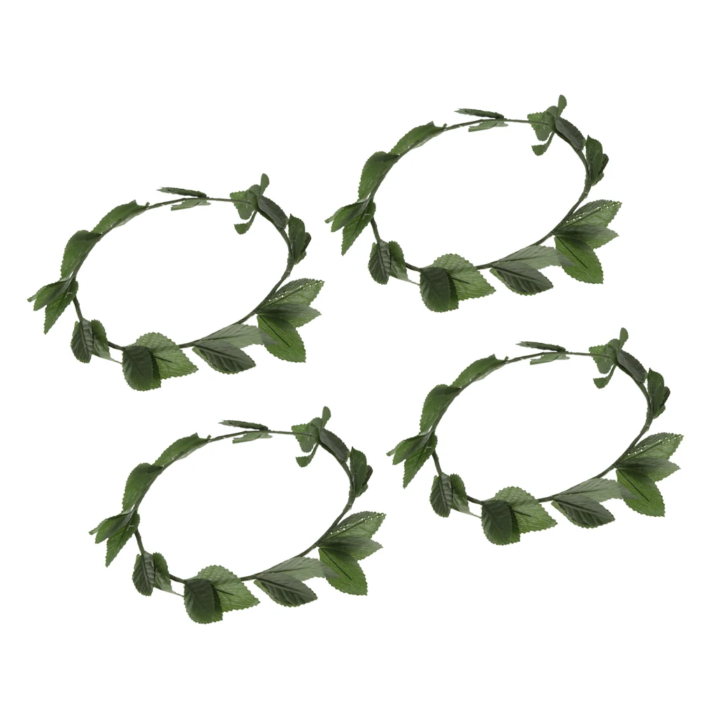 4 Pieces Roman Greek Goddess Green Leaf Laurel Caesar Wreath Headpiece Fancy Dress Hairbands Hair Accessory