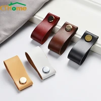1pcs handmade leather pull handle europe style minimalist door cupboard drawer kitchen cabinet dresser knobs furniture hardware