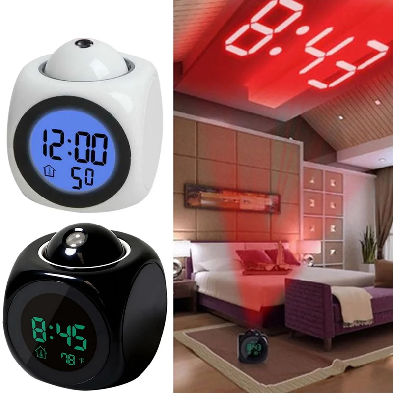 

New Creative Attention Projection Digital Weather LCD Snooze Clock Bell Alarm Display Backlight LED Projector Home Clock Timer