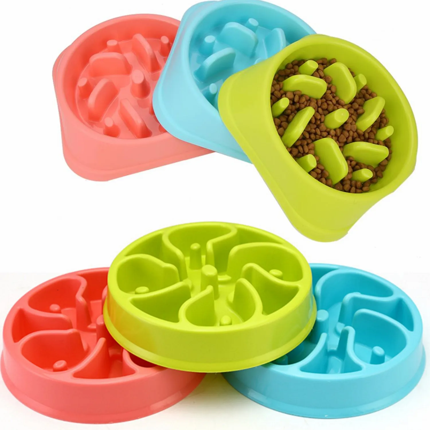 

Portable Pet Dog Feeding Food Bowls Puppy Slow Down Eating Feeder Dish Bowel Prevent Obesity Dogs Supplies Dropshipping