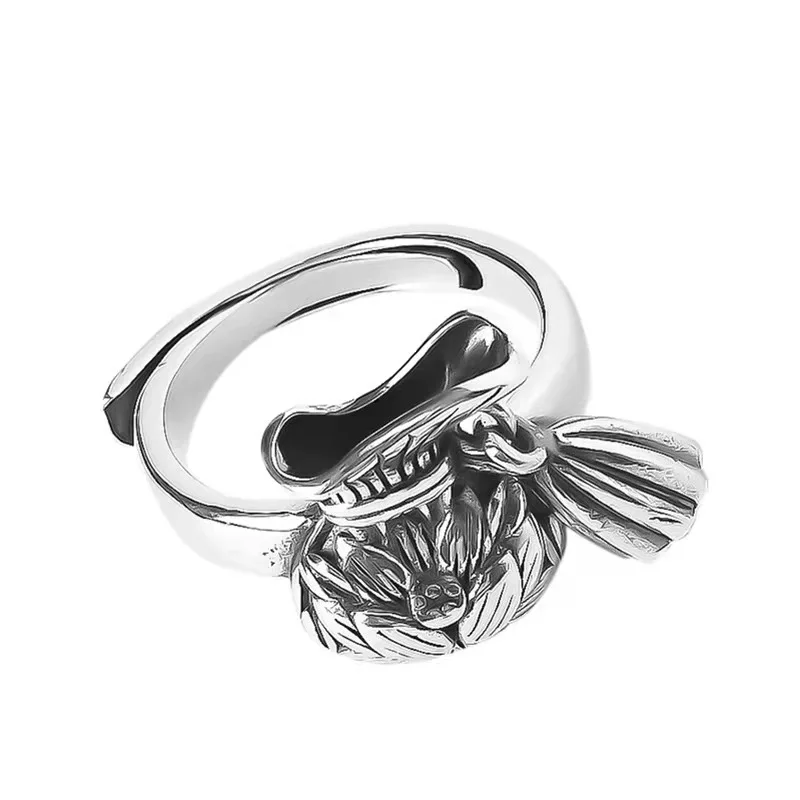 

New Vintage Rose Flower Bag Shape Open Rings for Women Punk Retro Gothic Adjustable Finger Rings Men Jewlery