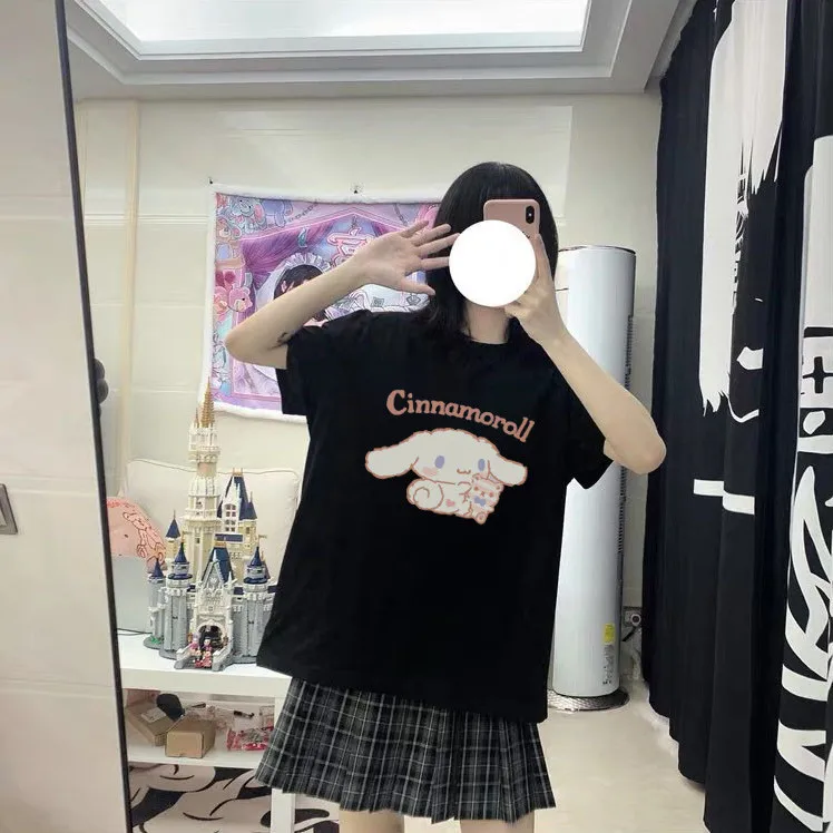 

Apanese Cartoon Cute Print Short-sleeved T-shirt Soft Sister Summer Student Loose Top Harajuku Gothic Women Shirts