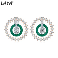 laya silver earrings for women pure 925 sterling silver shiny white cubic zirconia fine jewelry handmade enamel 2022 trend
