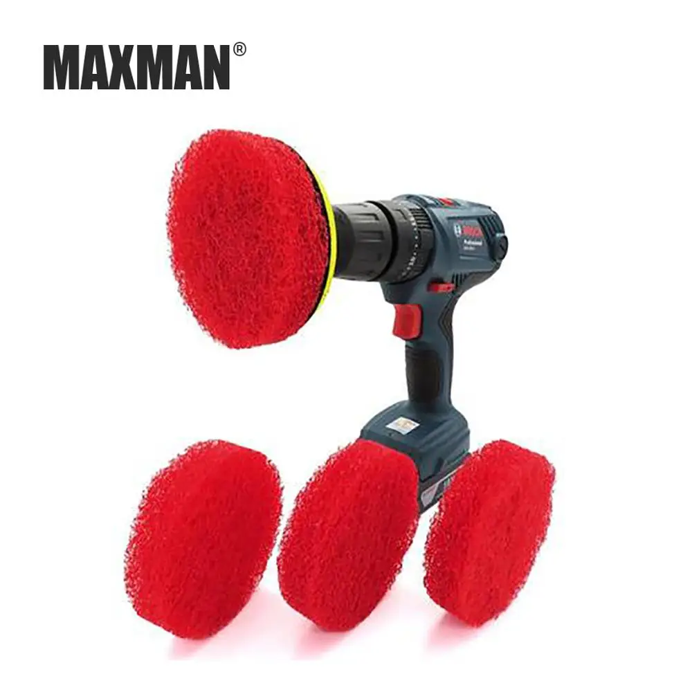 MAXMAN 4 дюйма 100 мм красный/белый чистящий коврик электрическая головка щетки самоклеющаяся сменная домашняя работа Чистка полировка ржавчины