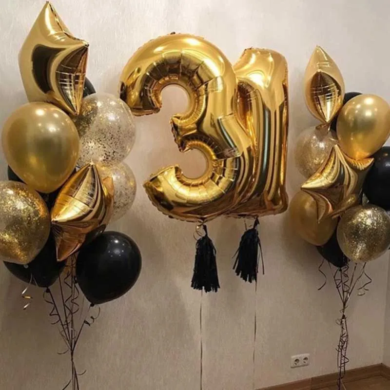 40-дюймовый воздушный шар из фольги с золотыми цифрами украшение для дня рождения