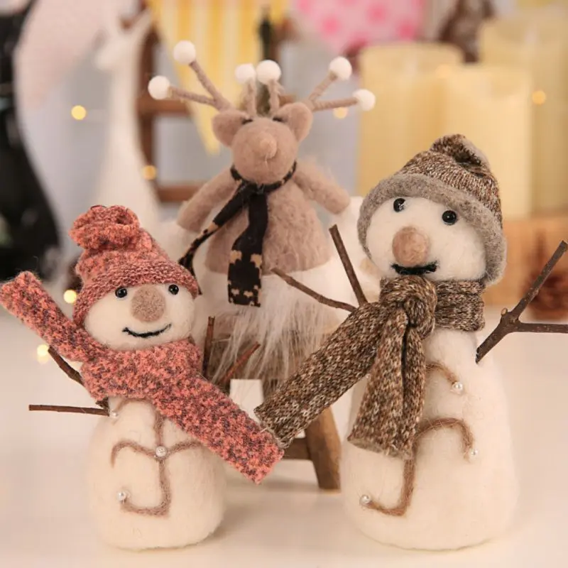 

Новогодний подарок для детей, подвеска на елку, милые рождественские подвесные украшения в виде снеговика, рождественские украшения из фет...