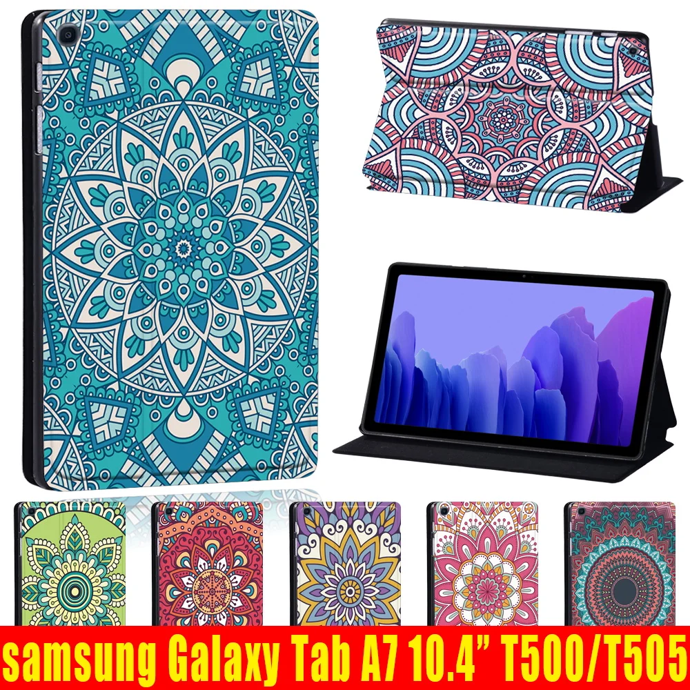 

PU Leather Case for Samsung Galaxy Tab A7 10.4 2020 Case Cover T500 SM-T500 SM-T505 Funda Tablet Case Mandala Print Pattern