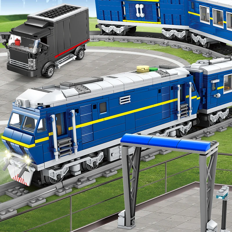 

City Technical Power-Driven Rail Electric Train Track Car Building Blocks Creator Train Station Bricks Gifts Toys For Children