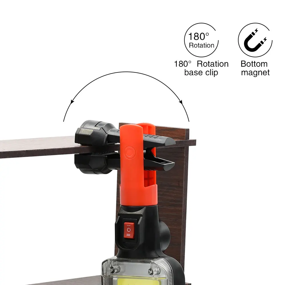 

Led work light cob floodlight 700LM rechargeable lamp use 2*18650 battery led portable magnetic light hook clip waterproof