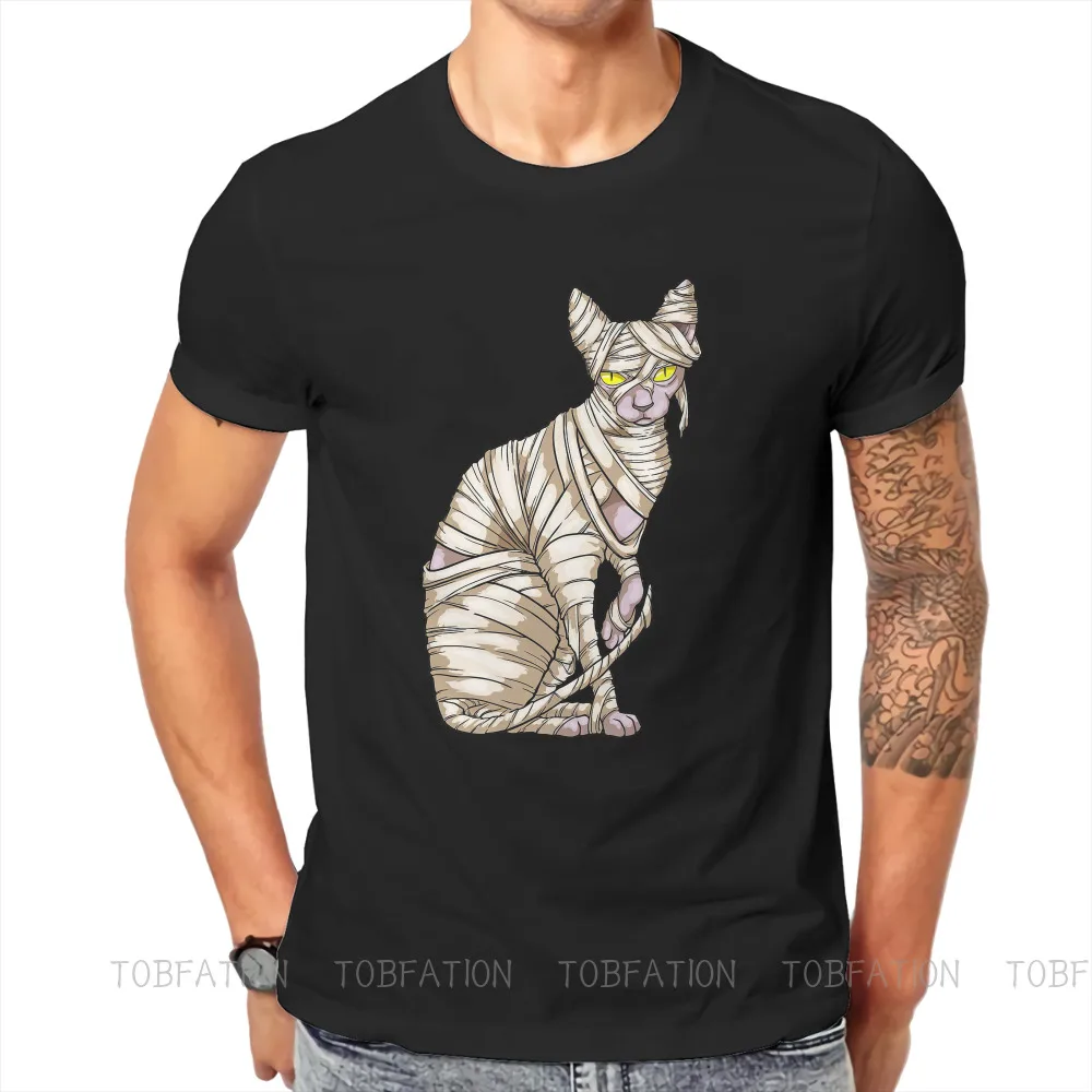 

Футболка в стиле Харадзюку для мужчин, хлопковая рубашка с рисунком канадского сфинкса, кошки, мамы, шишки, винтажная одежда в стиле панк, на ...