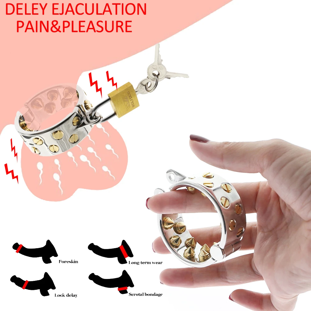 

KALI'S TEETH Cock Penis Ring CBT Chastity Belt Device 2 Rows Spikes Ball Stretcher Scrotum Pendant Male Torture Sex Toys For Men