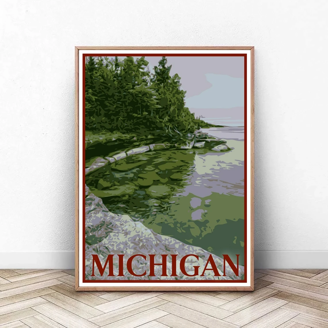 

Michigan Travel Poster, Vintage Style Poster,Home, Wall Art, Travel, Vacation, Home State, Souvenir, Frame Not Included