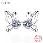 Серьги-бабочки Geoki из серебра 925 пробы с муассанитом 0,5 карата