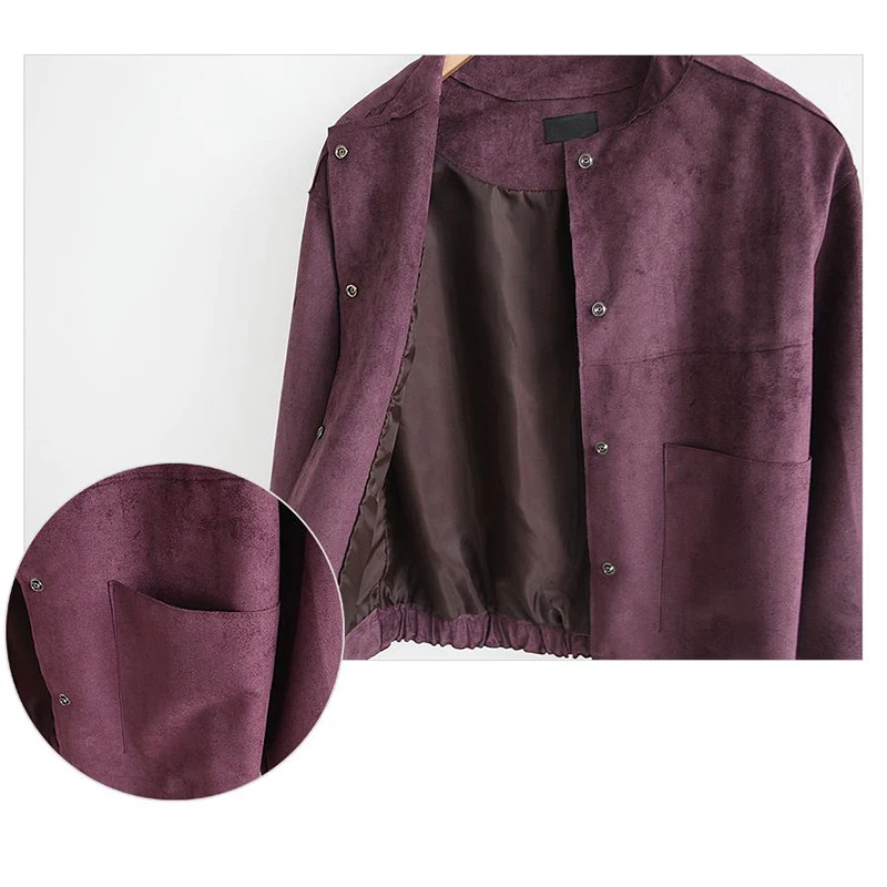 

2020 new designer brown Suede Fabric jacket women cardigan Coat Autumn Women's bomber jacket Fashion Plus Size XXXL