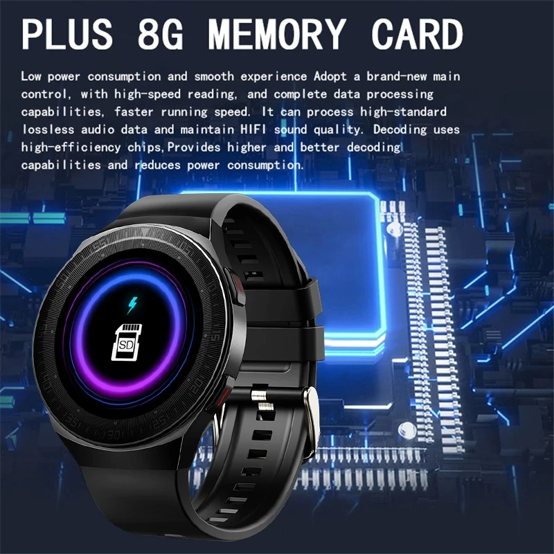 Новинка 2021 мужские Смарт часы с поддержкой Bluetooth 8 Гб памяти музыкальный плеер для