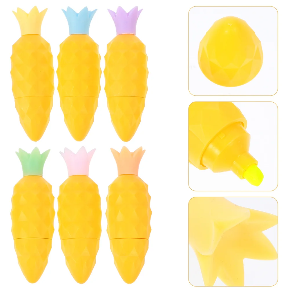 

6pcs Creative Fluorescent Marker Pens Adorable Writing Outline Pen Stationery