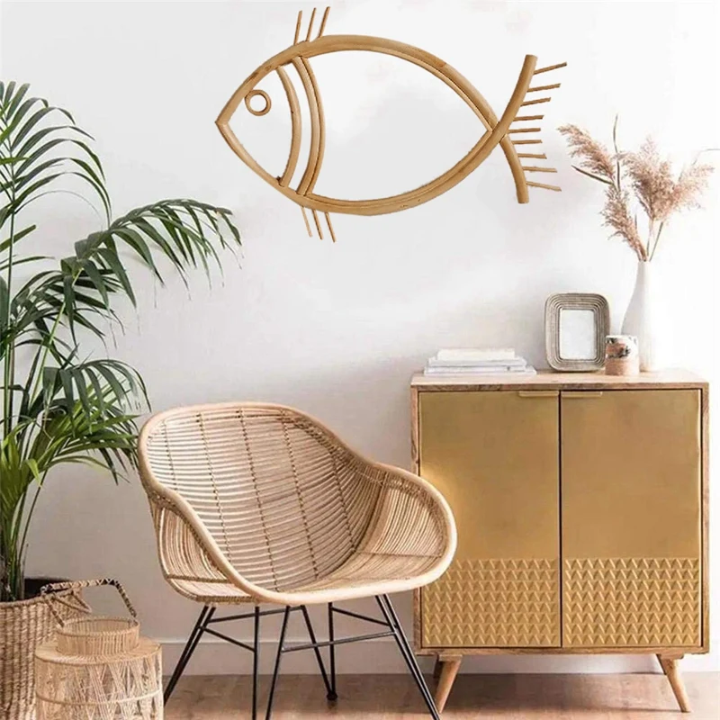Рама из ротанга зеркальный декор в форме рыбы настенные рамки декоративная рамка