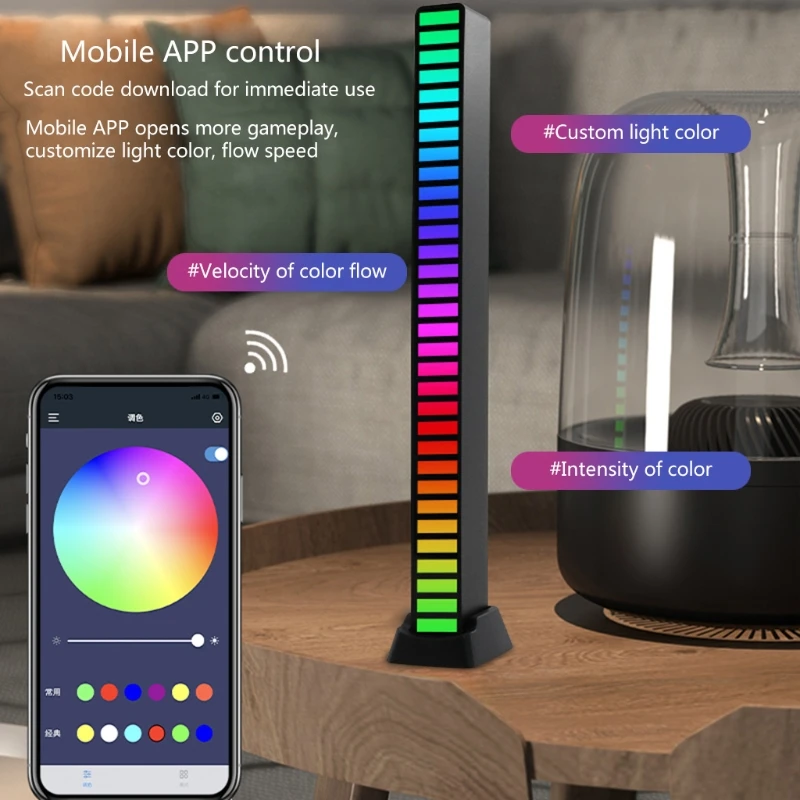 

Car LED Smart Rhythmic Jump Atmosphere Lamp Music Induction Decorative Phone APP Control Atmosphere Light Music Light