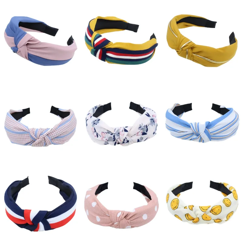

New Hair Accessories Fabric Cross-knotted Headband Sports Wash Face Small Fresh Floral Headband Headwear