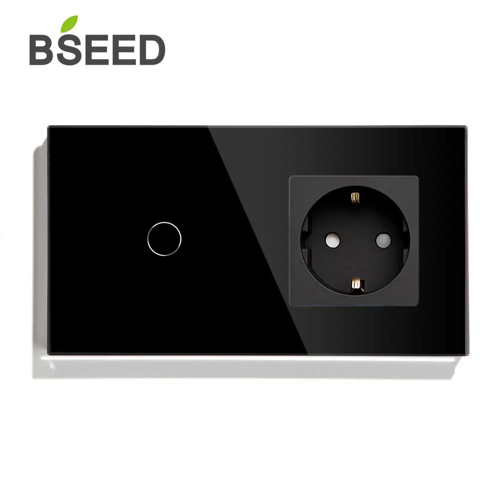 BSEED, 1 комплект, 2 комплекта, 3 комплекта, 1 способ, 2 способа, сенсорный выключатель, стандарт ЕС, розетка с черным, белым, золотым, кристальным стеклом, панельные переключатели