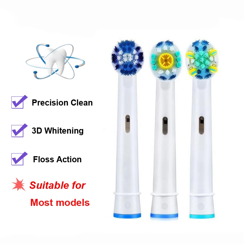 

4PCS/Set Clean Replaceable Brush Head EB50 EB18 EB20 For Oral B D12 D16 D100 Toothbrush Nozzles Floss Action Brush Heads