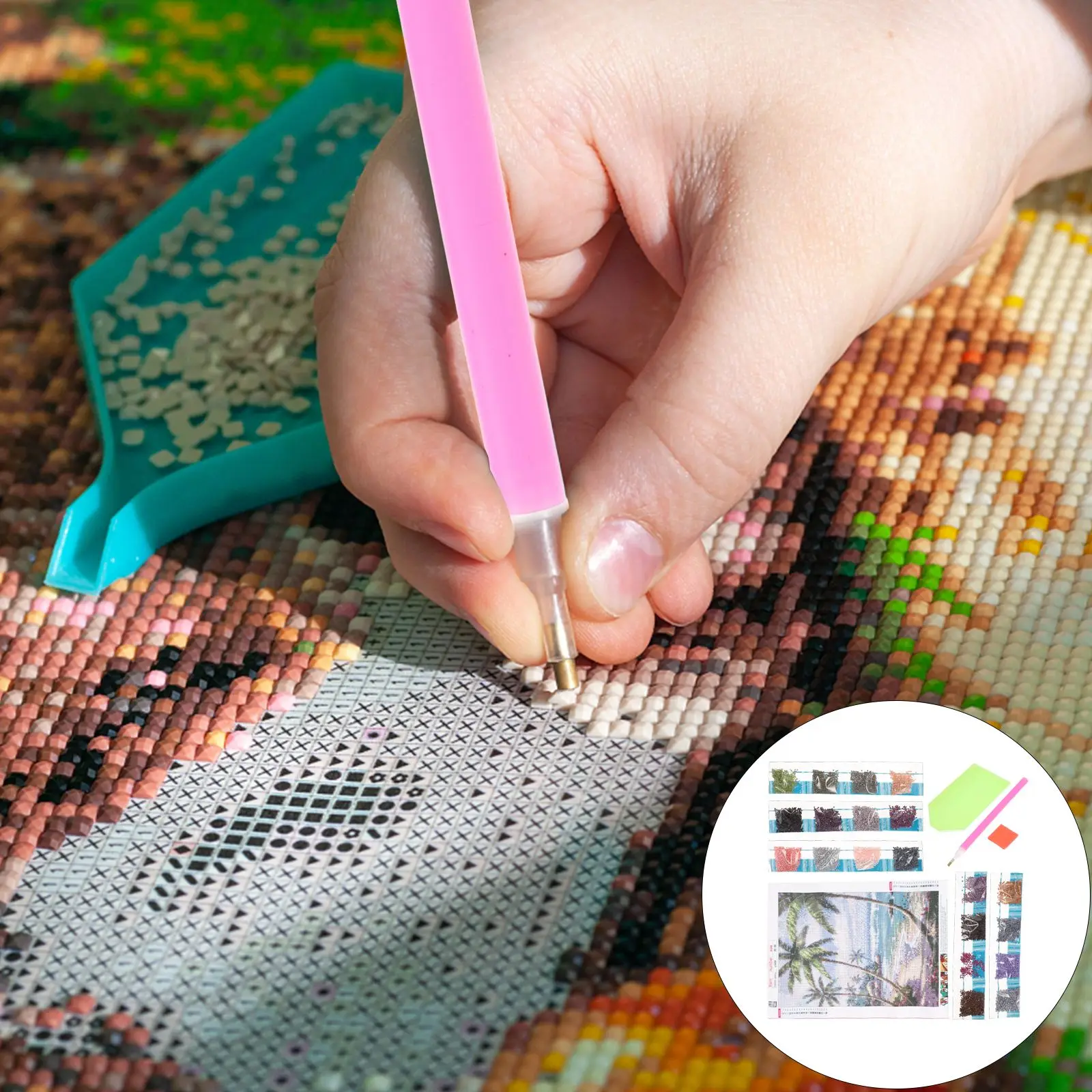 

1 Set DIY Scenery Diamond Paintings Shiny Drill Paintings for Home Decorations