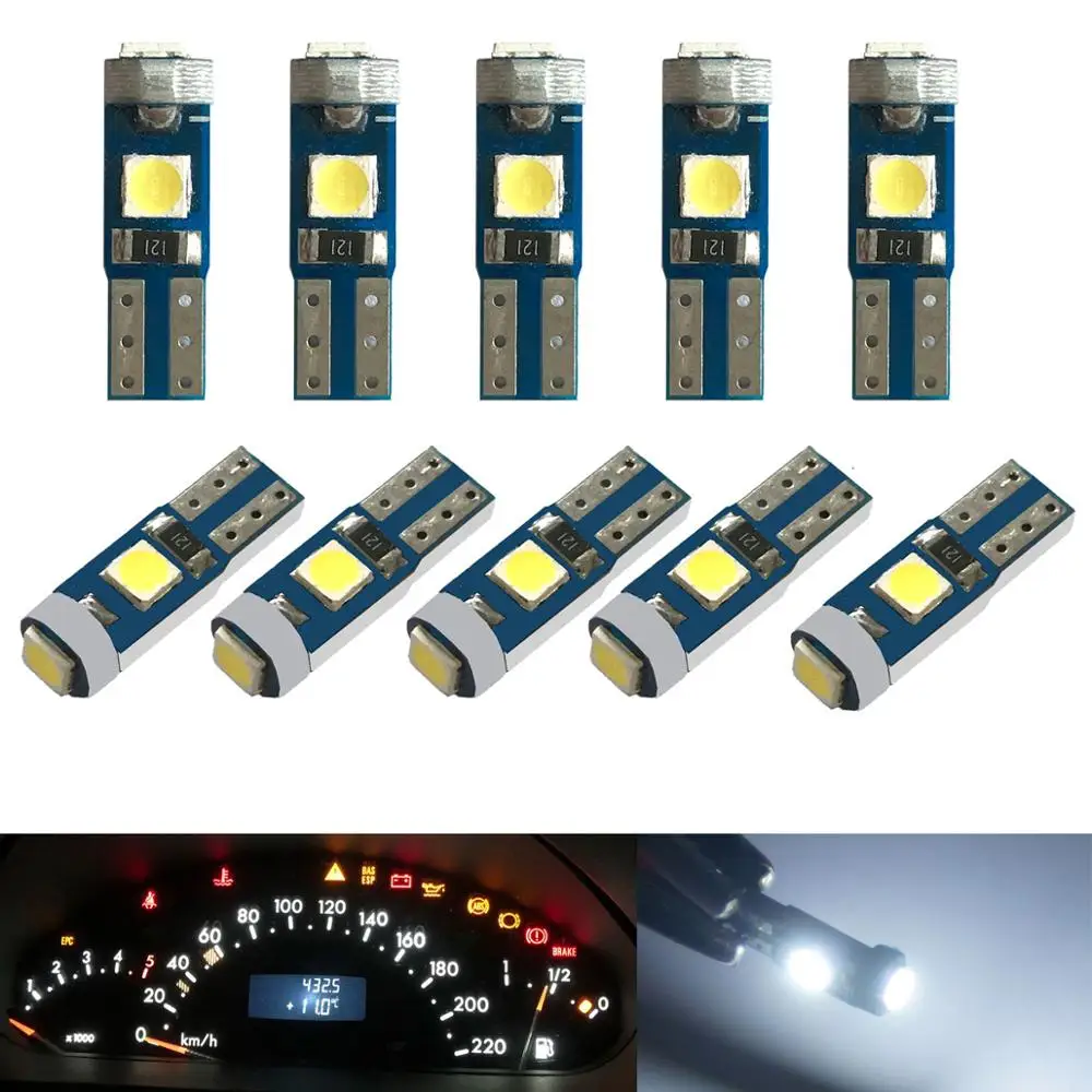 

10pcs 12V canbus T5 58 74 286 W1.2W Super Bright 3030 LED 3SMD wedge LED Light Car Dashboard Instrument Cluster Panel Lamp Bulb