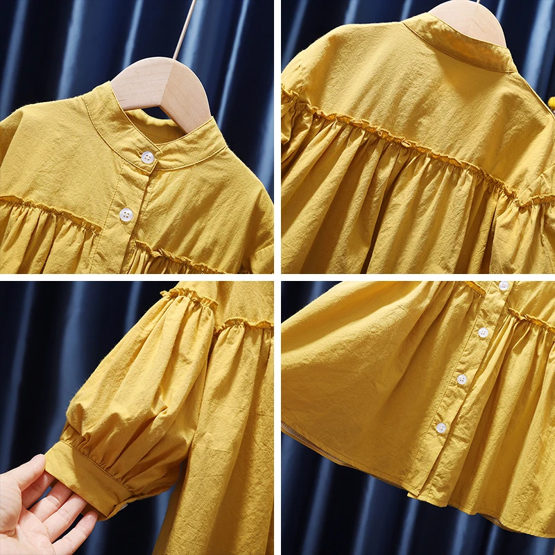 

Autumn Girls Shirts Fashion Casual Clothes Long Sleeve Baby Cotton Cardigan Shirt Loose Lightweight Toddler Girl Button Blouses